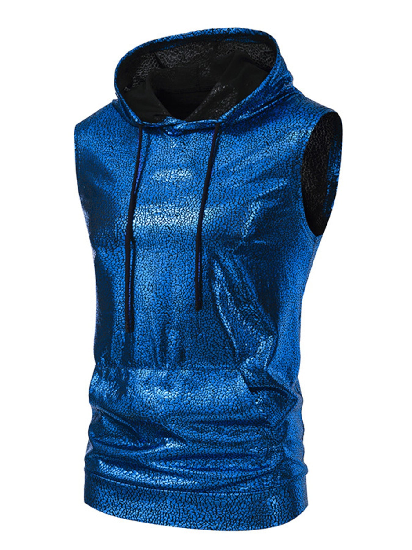 Men's Drawstring Sleeveless Hooded Top