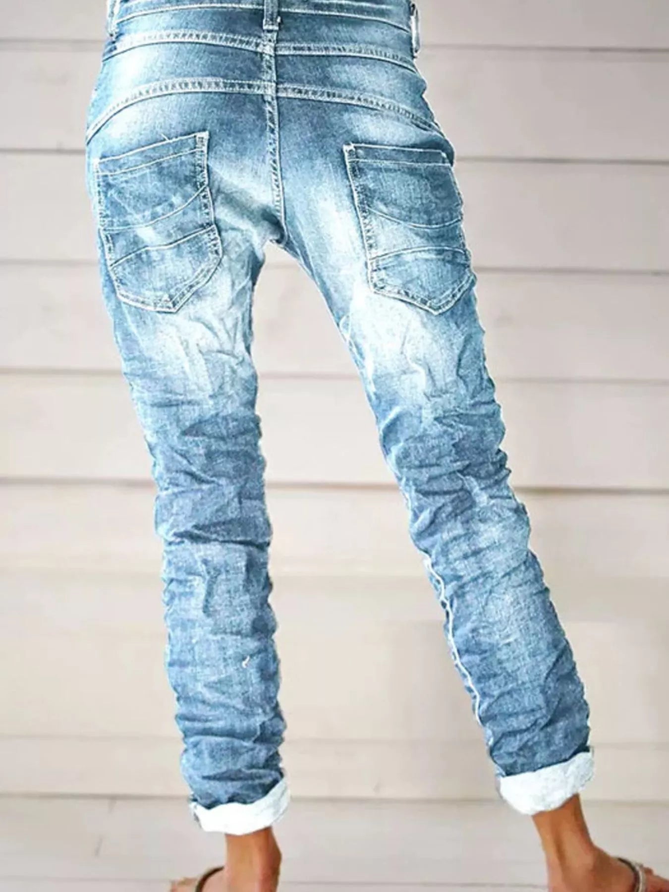 Full Size Washed Button-Fly Jeans Plus Size