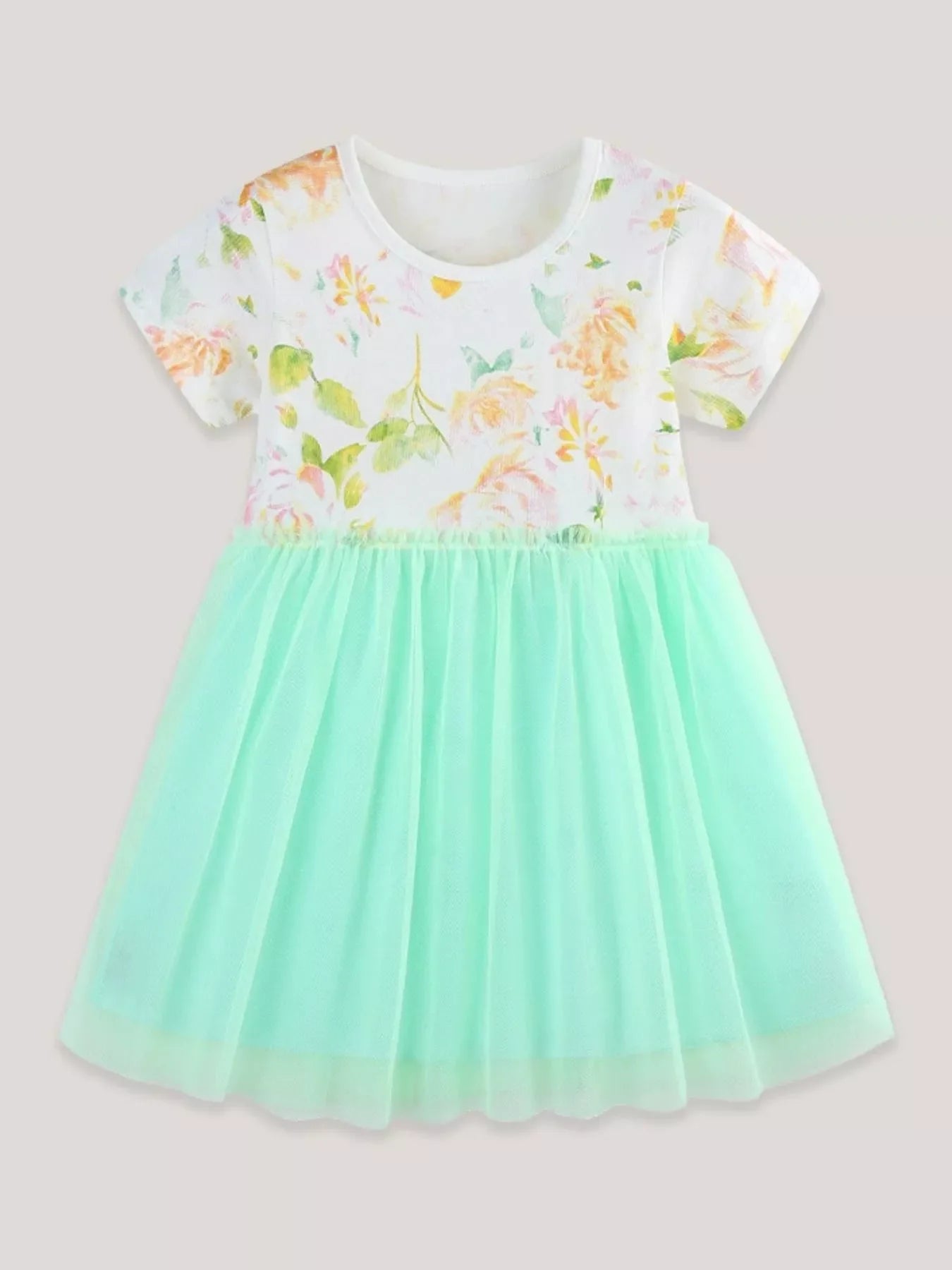 Children's Floral Print Tulle Dress