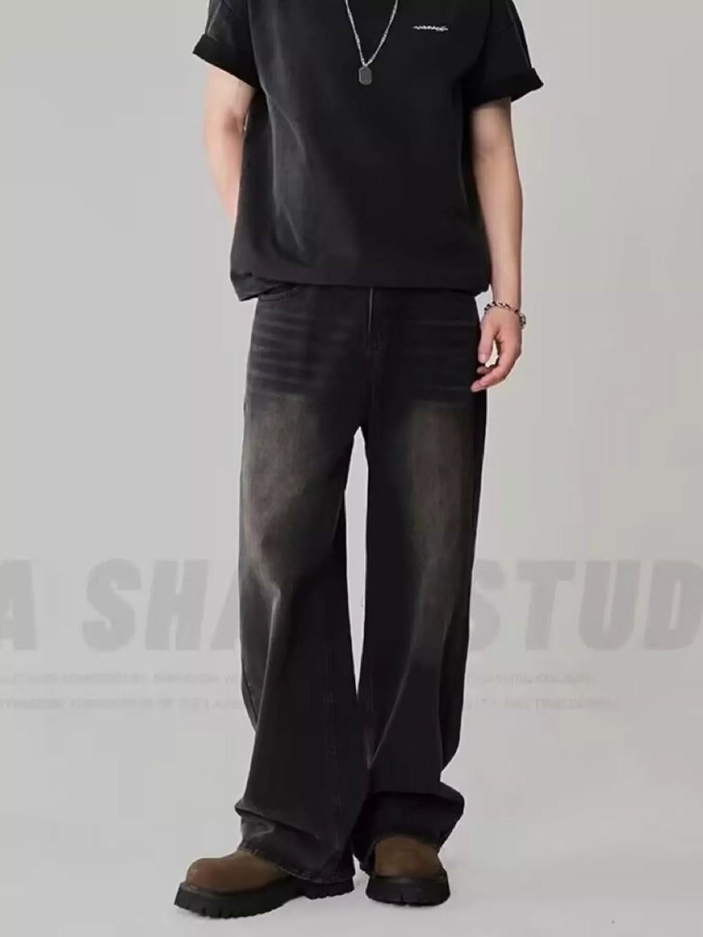 Men's Full Size Wash Loose Fit Jeans Plus Size