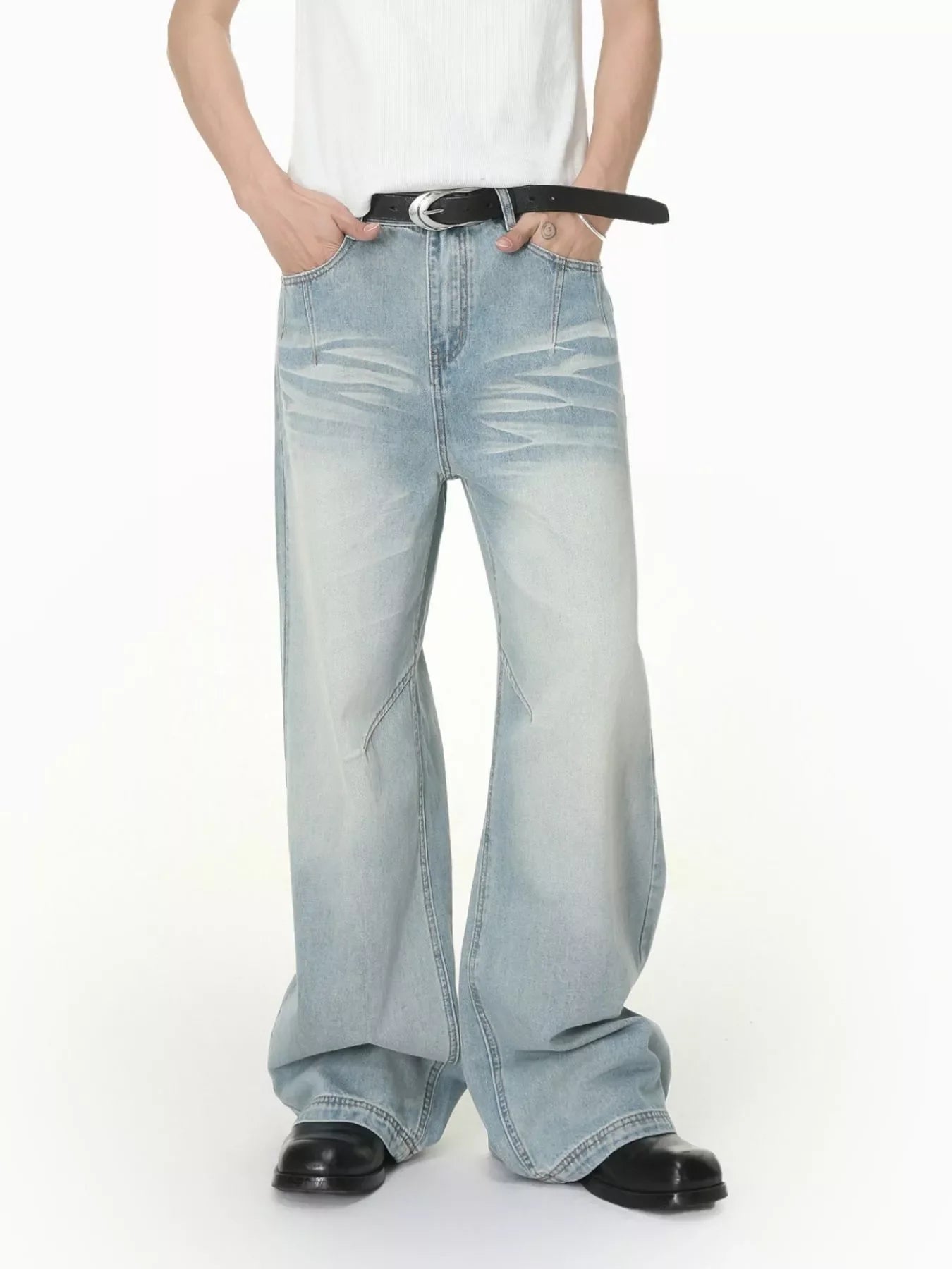 Men's Vintage Wash Wide Leg Jeans