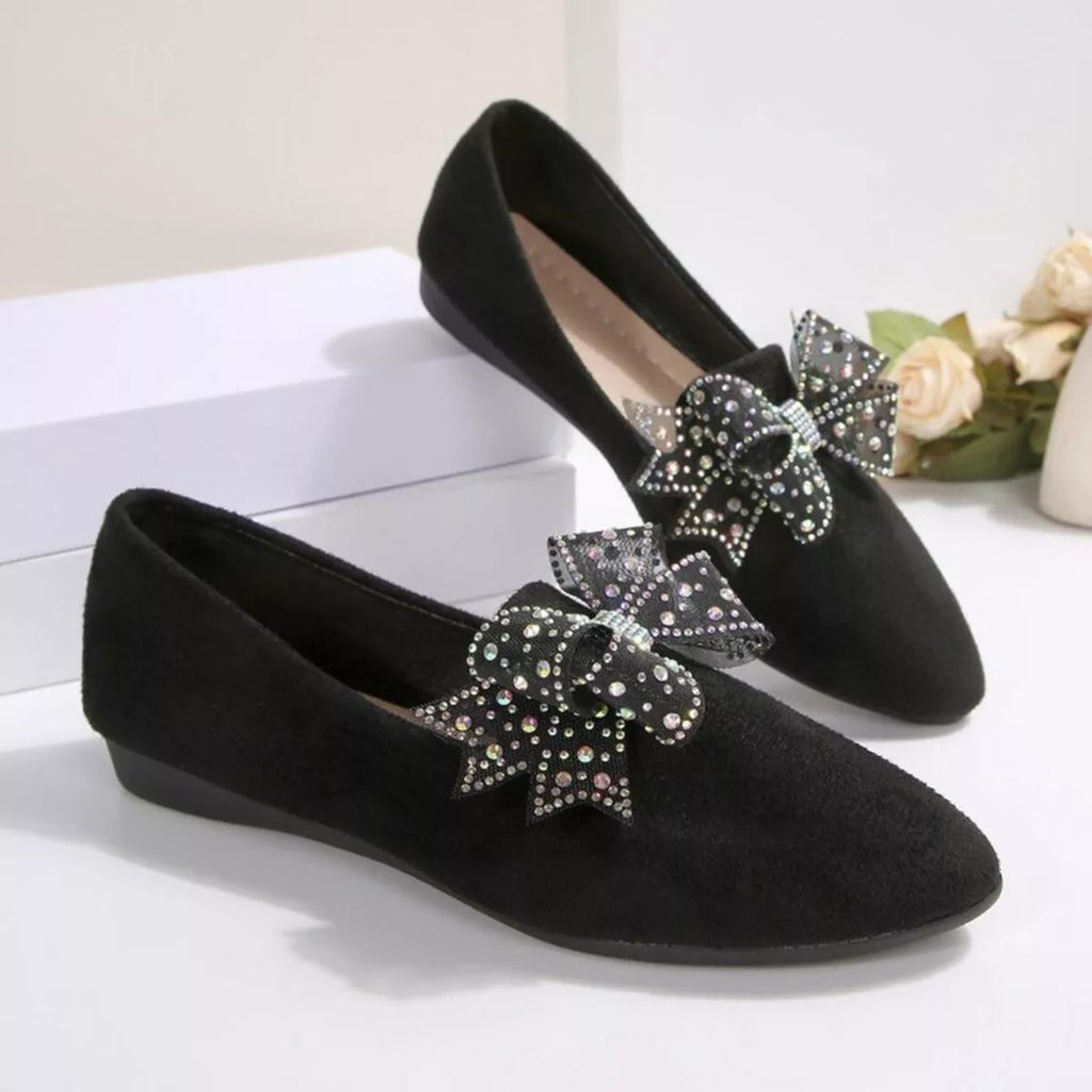 Rhinestone Point Toe Flats Slip-Ons