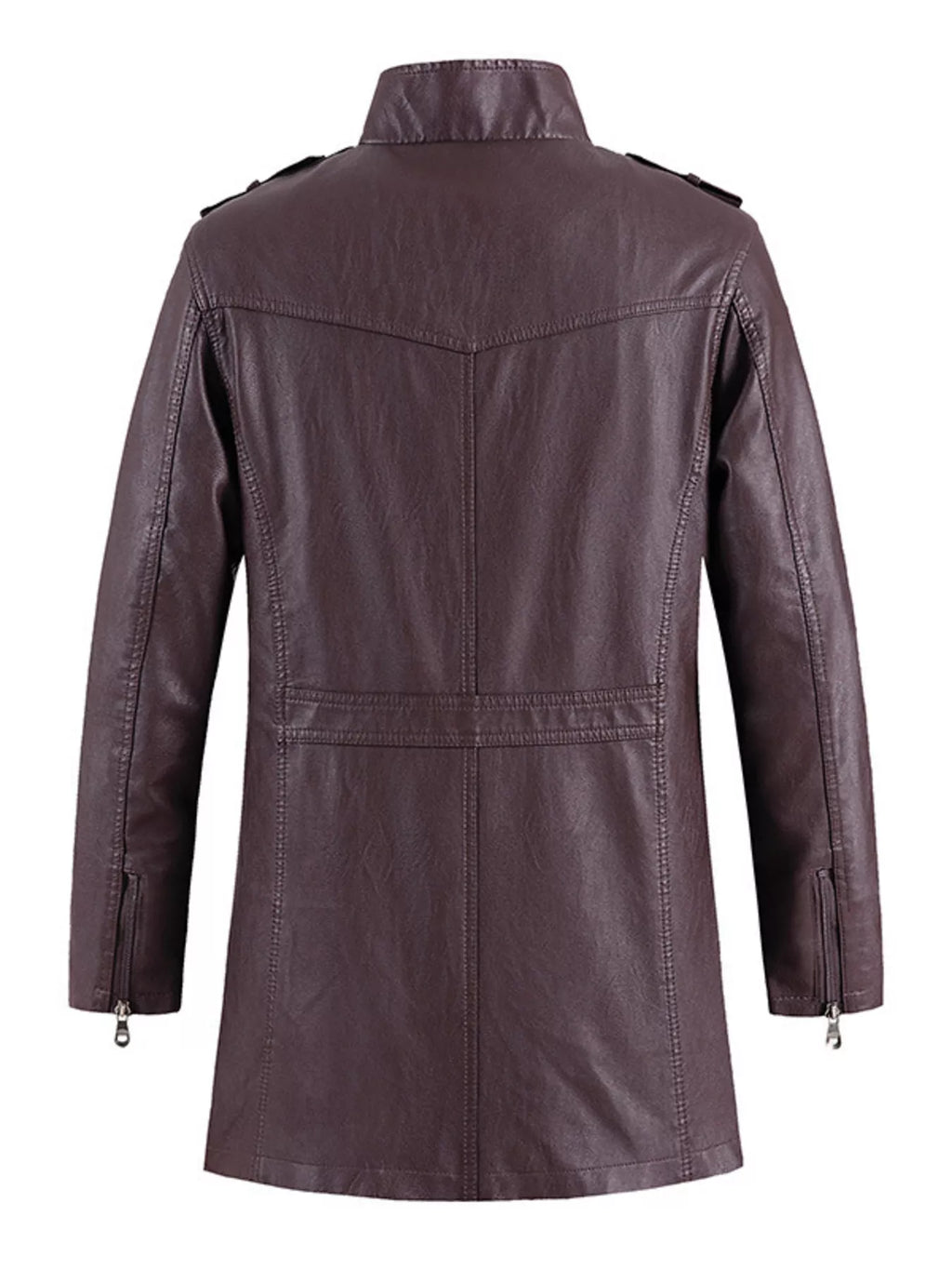 Men's Zip Up Long Sleeve Leather Jacket