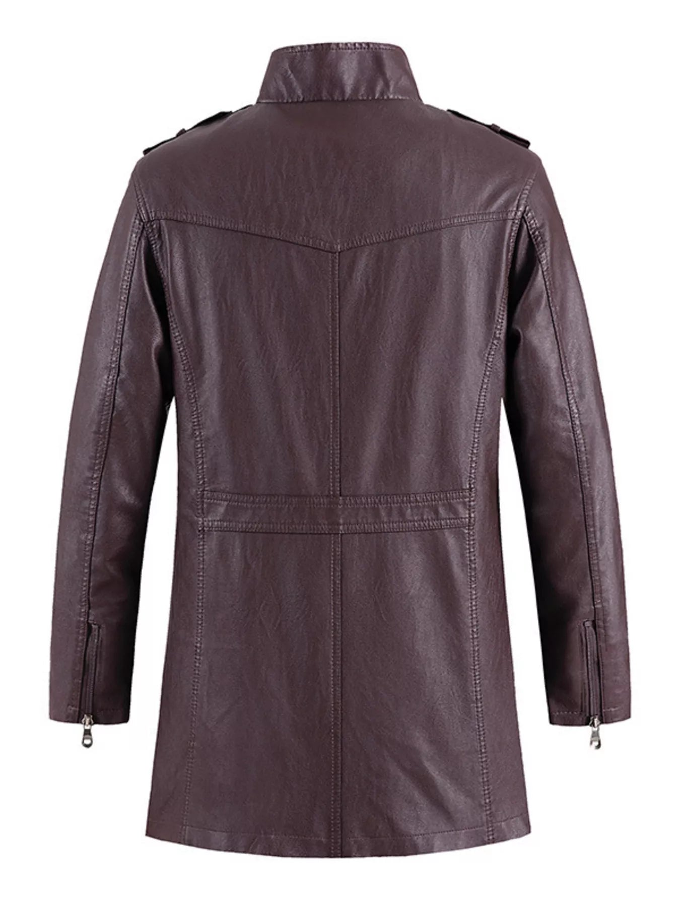 Men's Zip Up Long Sleeve Leather Jacket
