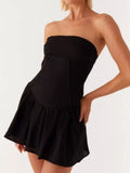 Lace Up Back Tube Dress