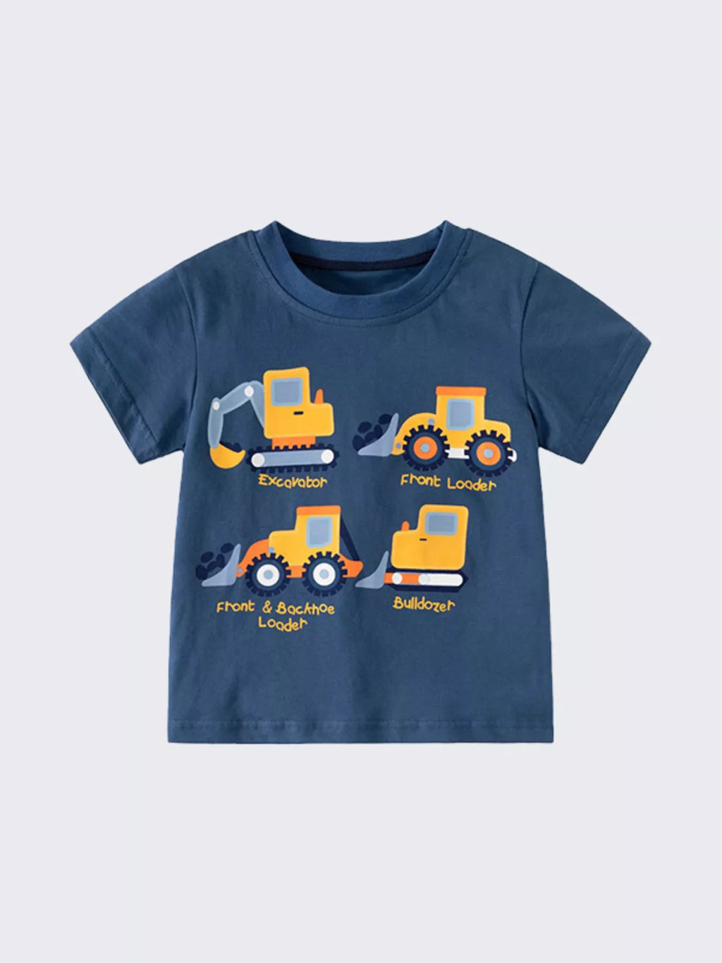 Children's Construction Vehicle Graphic Short Sleeve T-Shirt
