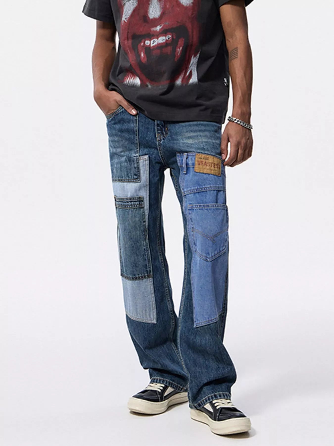 Men's Patchwork Relaxed Fit Jeans
