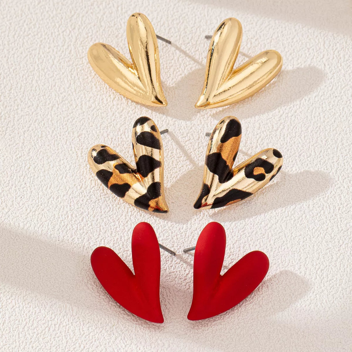4 Pair Heart Stud Earrings