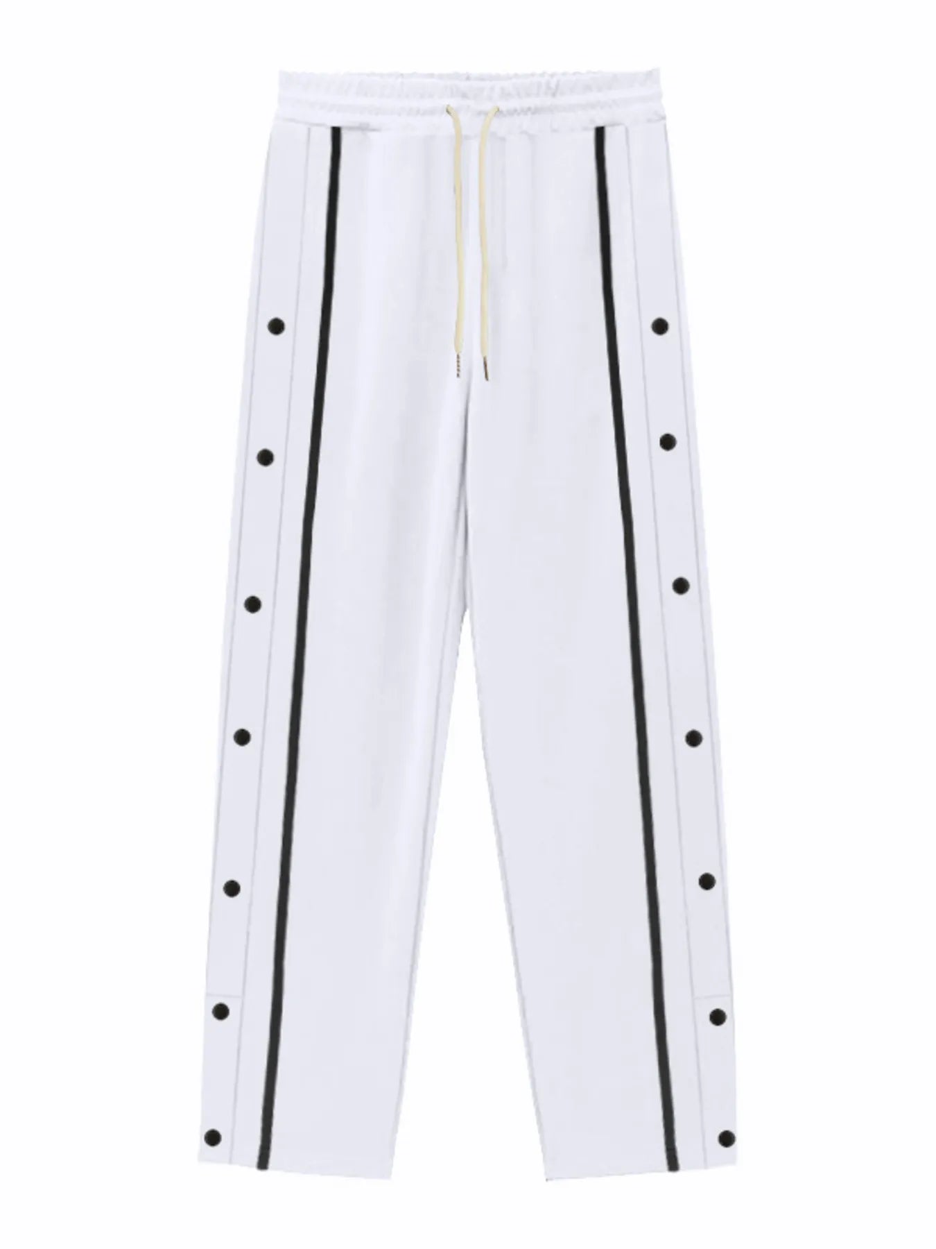 Men's Full Size Snap-Button Pants with Side Stripe Detail Plus Size