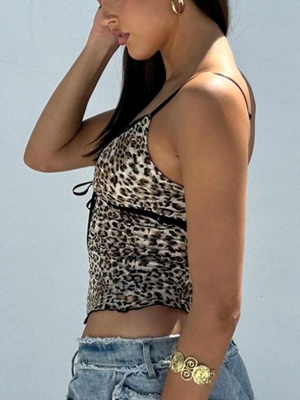 Leopard Print Lace Trim Cami