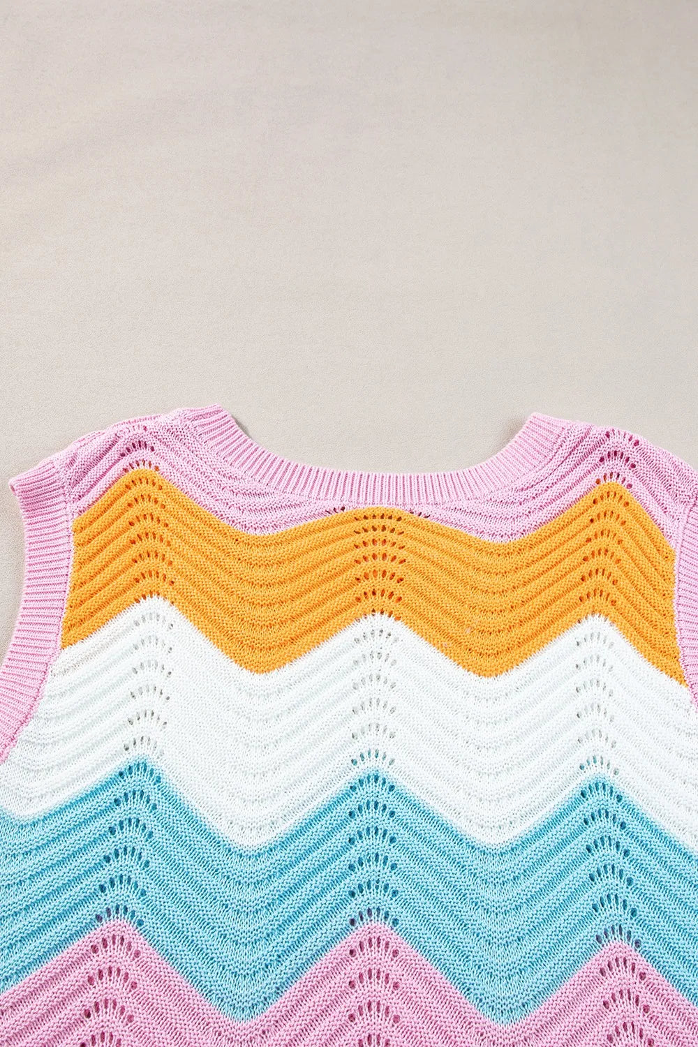 Round Neck Color Block Sweater Vest