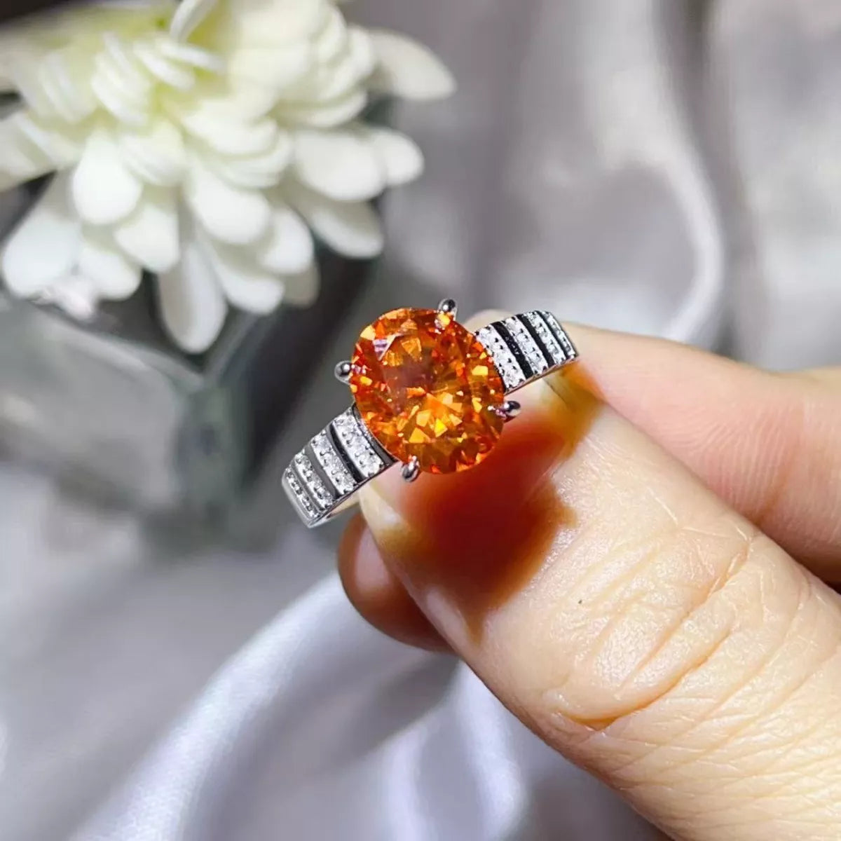 3 Carat Moissanite Oval 925 Sterling Silver Ring