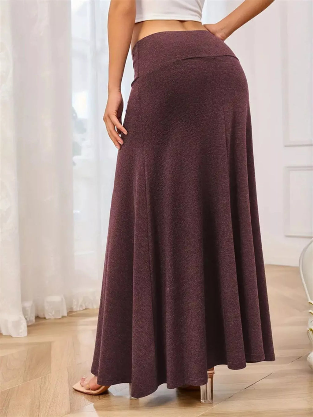 Flowy Maxi Skirt with Wide Waistband