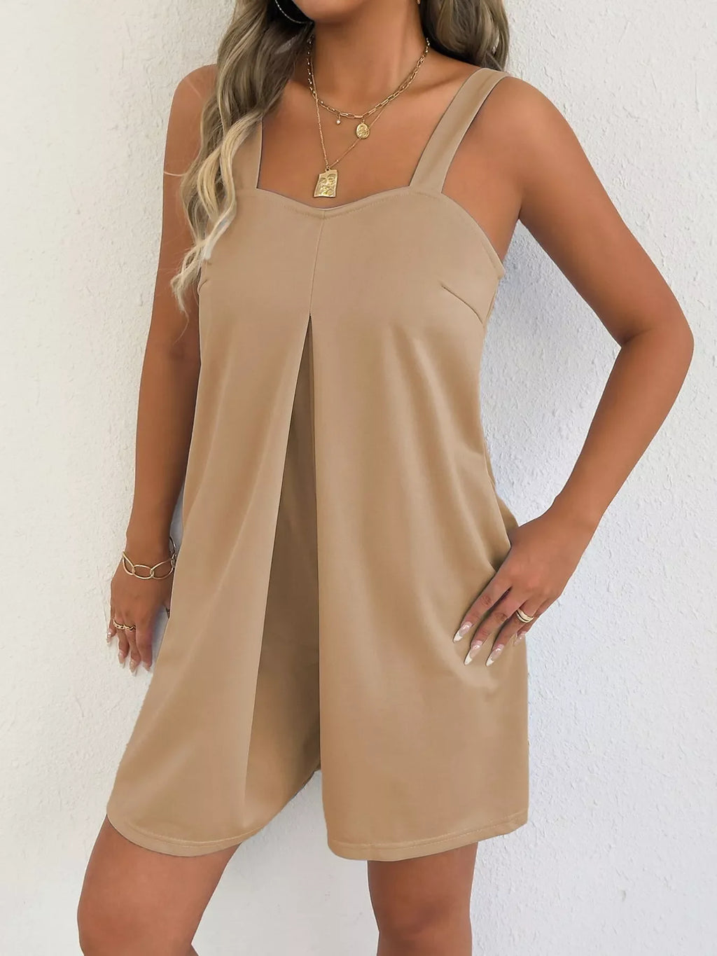 Sweetheart Neck Wide Strap Romper