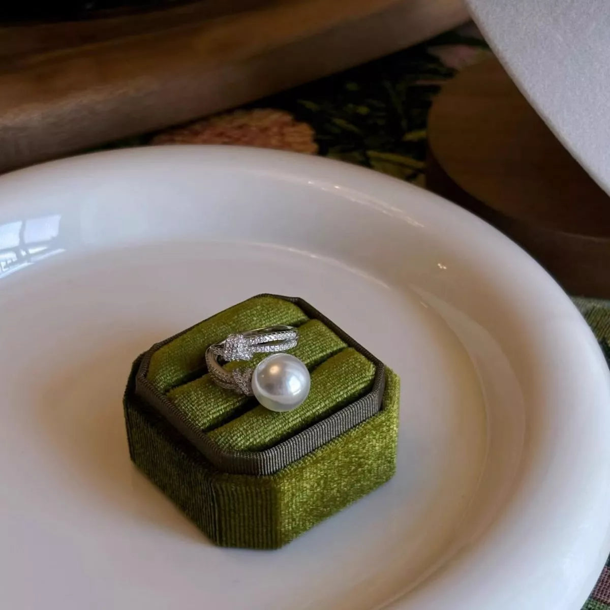 Pearl Zircon Bypass Ring