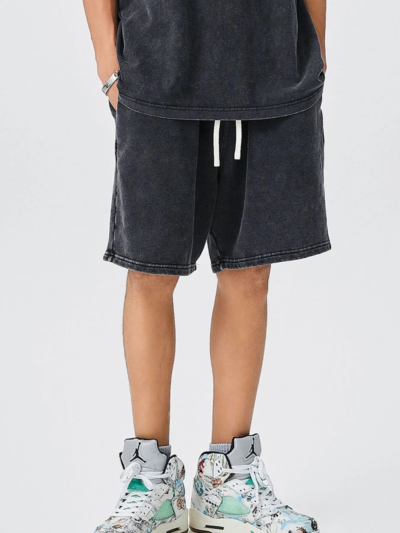 Men's Drawstring Washed Shorts