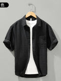 Men's Plus Size Textured Short Sleeve Casual Shirt