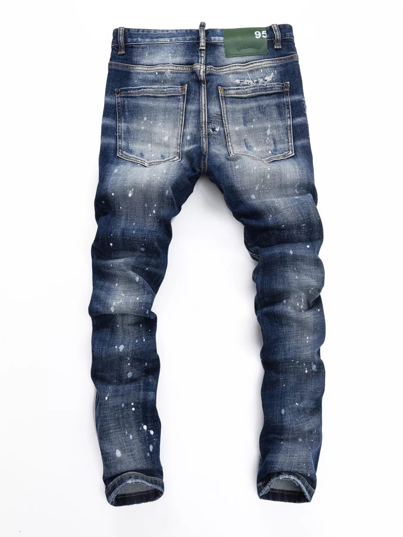 Men's Distressed Paint Splatter Slim Fit Jeans