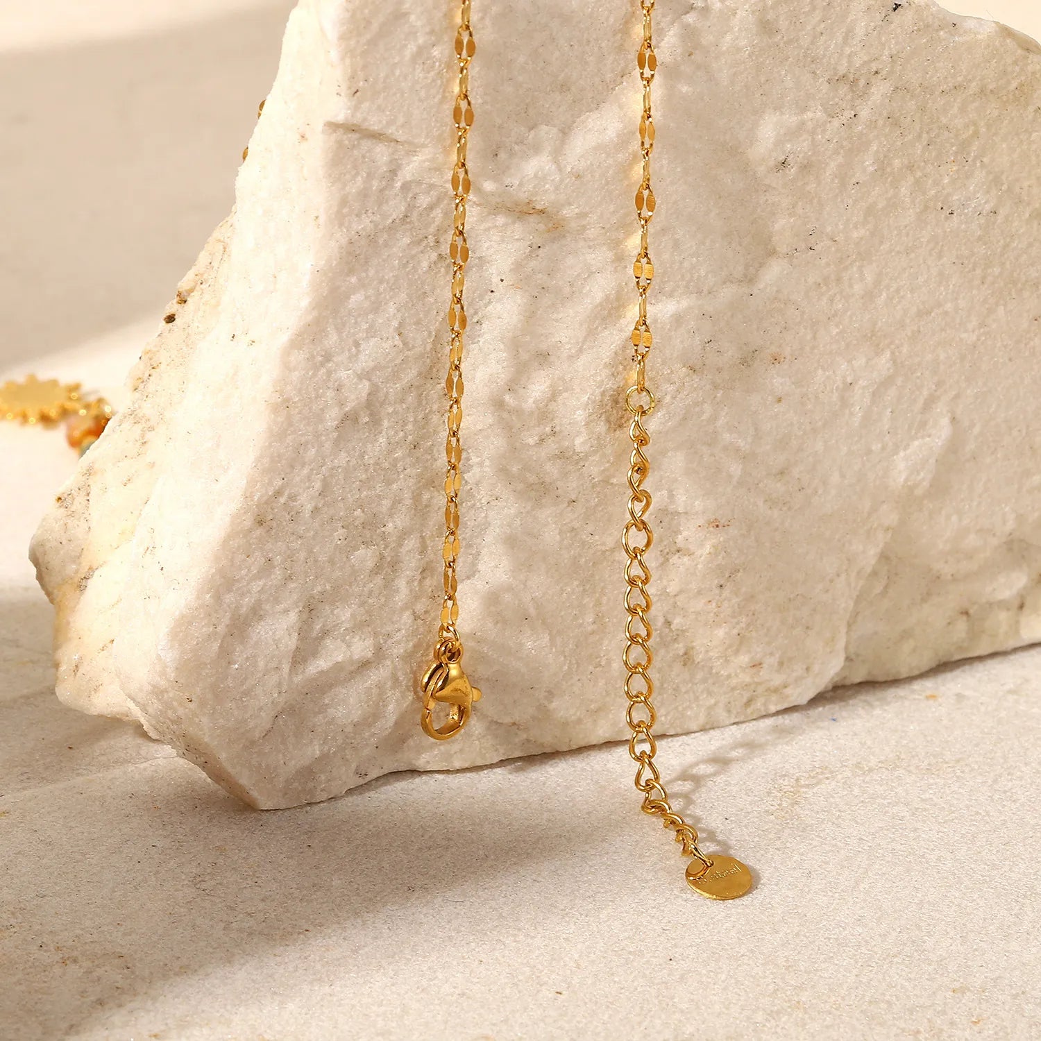 Bohemian Sun Charm Beaded Stainless Steel Necklace