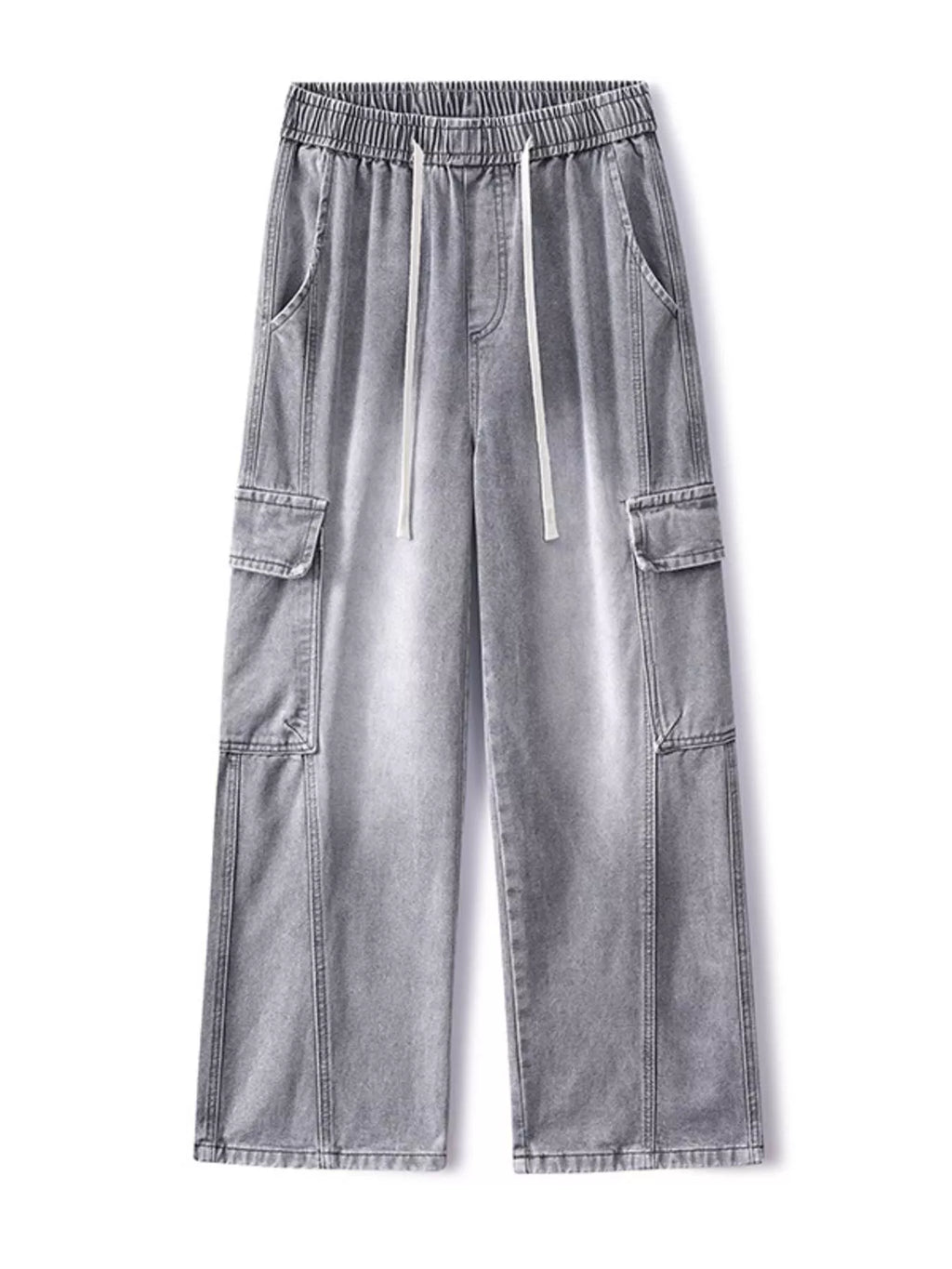 Men's Plus Size Wash Wide Leg Cargo Jeans