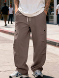 Men's Full Size Casual Cargo Pants with Drawstring Waist Plus Size