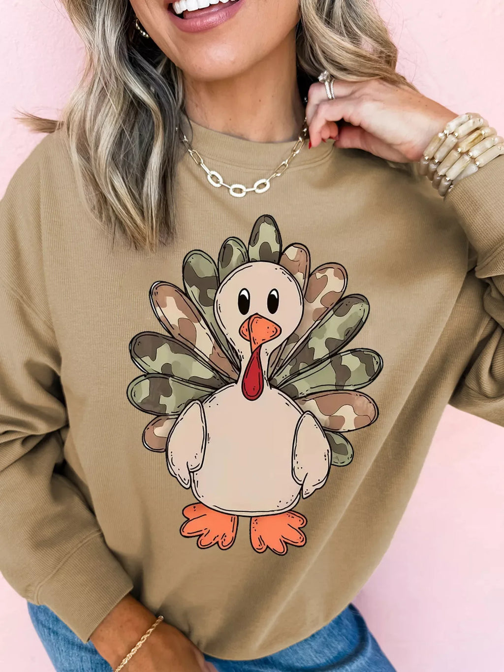 Camouflage Thanksgiving Turkey Graphic Sweatshirt
