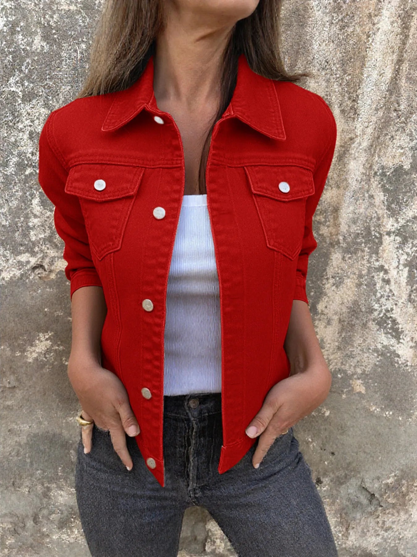 Button Front Closure Denim Jacket