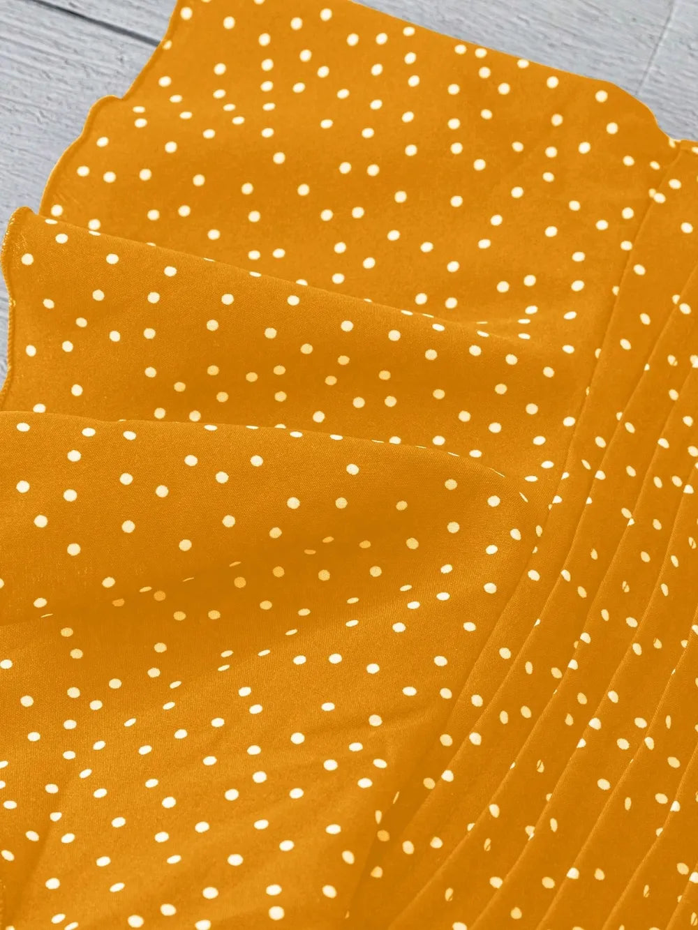 Polka Dot Notched Ruffled Cap Sleeve Blouse
