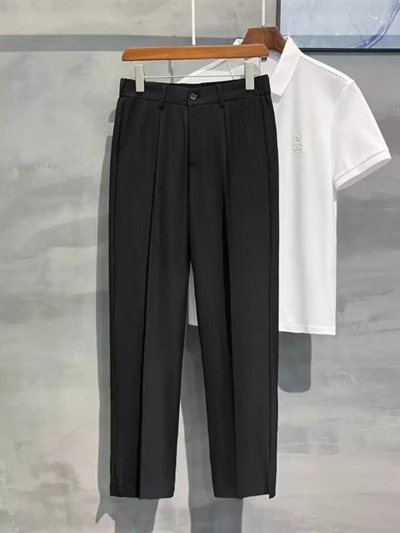 Men's Full Size Seam Detail Straight-Leg Pants Plus Size