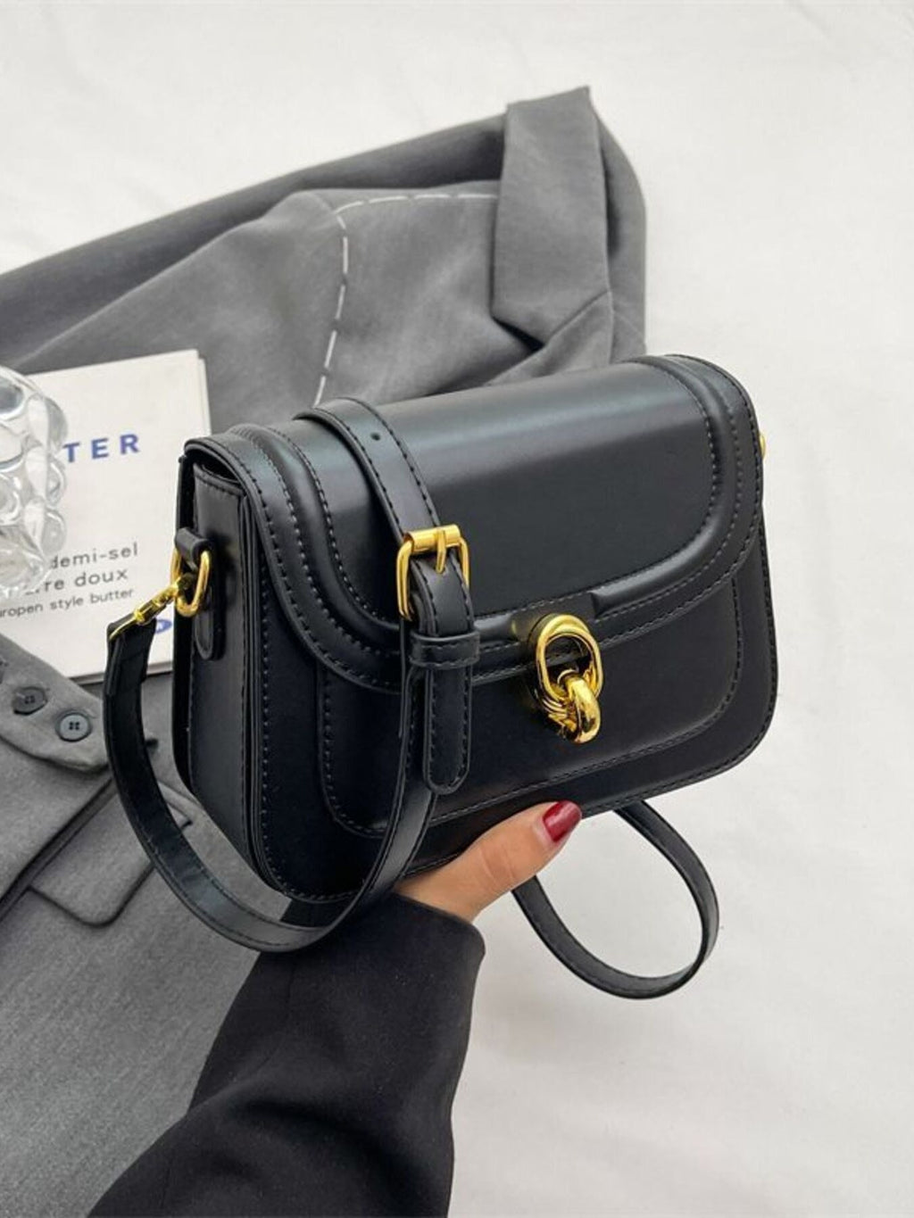Adjustable Strap Flap Crossbody Bag