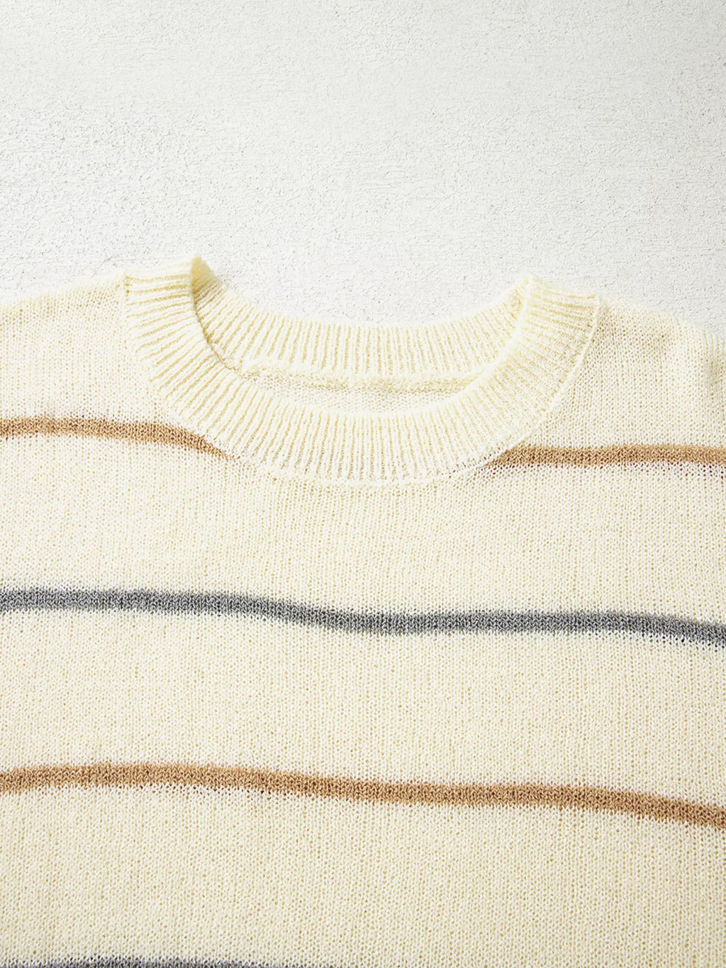 Stripe Striped Ribbed Edge Drop Shoulder Sweater