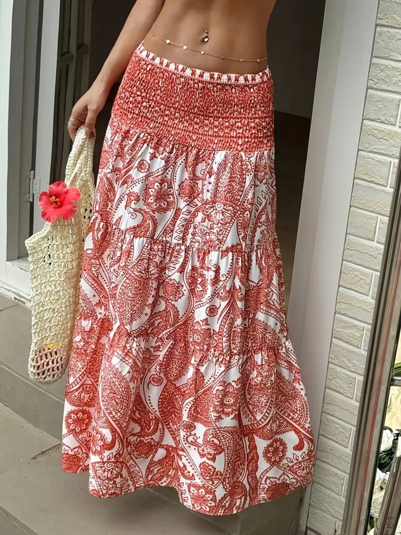 Paisley Print Maxi Skirt