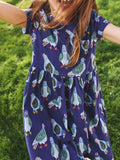 Children's Pigeon Print Casual Dress