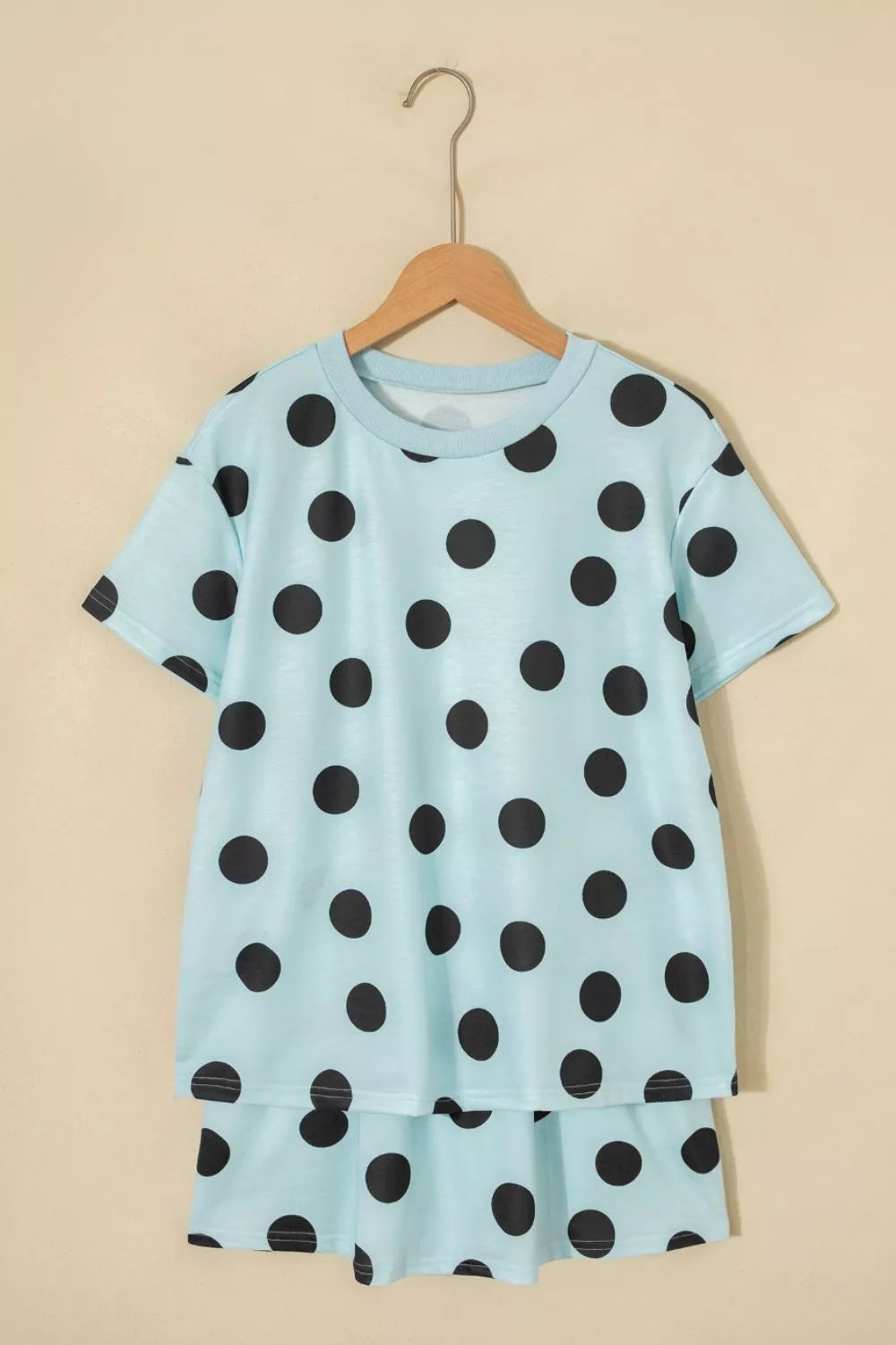 Polka Dot Short Sleeve Top Casual Skort 2pcs Outfit