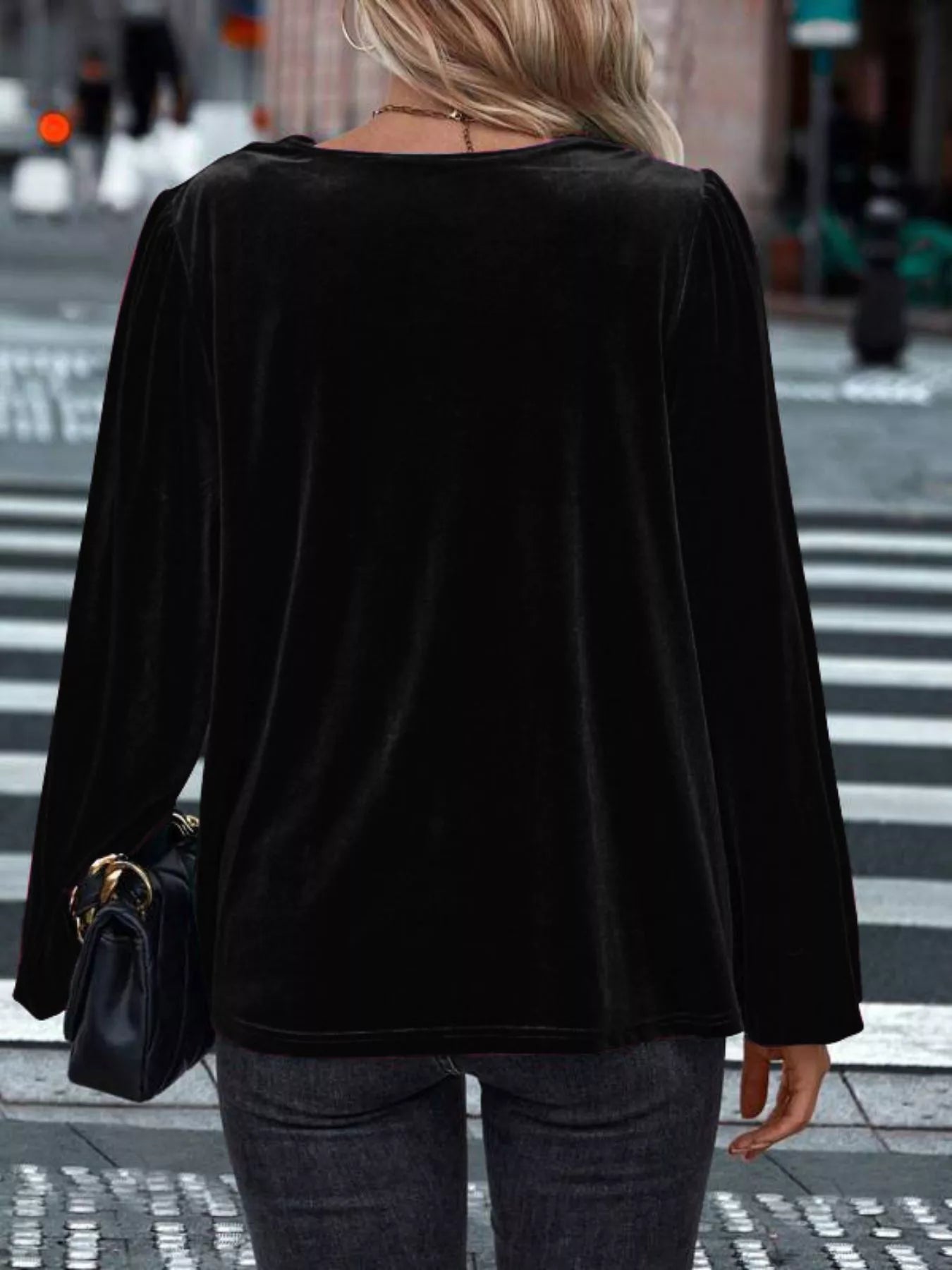 Full Size Velvet Cowl Neck Blouse Plus Size