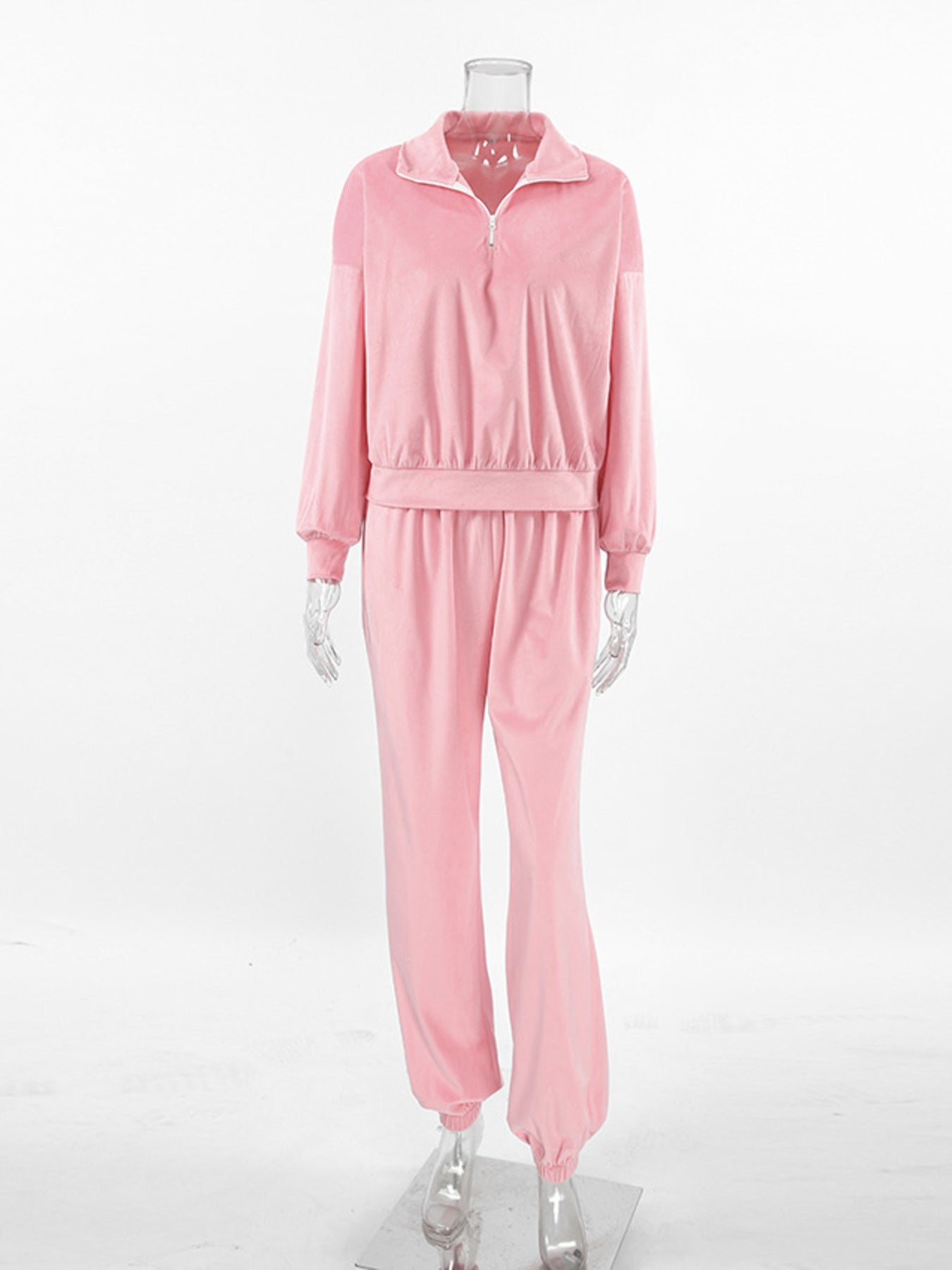 Quarter Zip Long Sleeve Top and Pants Set