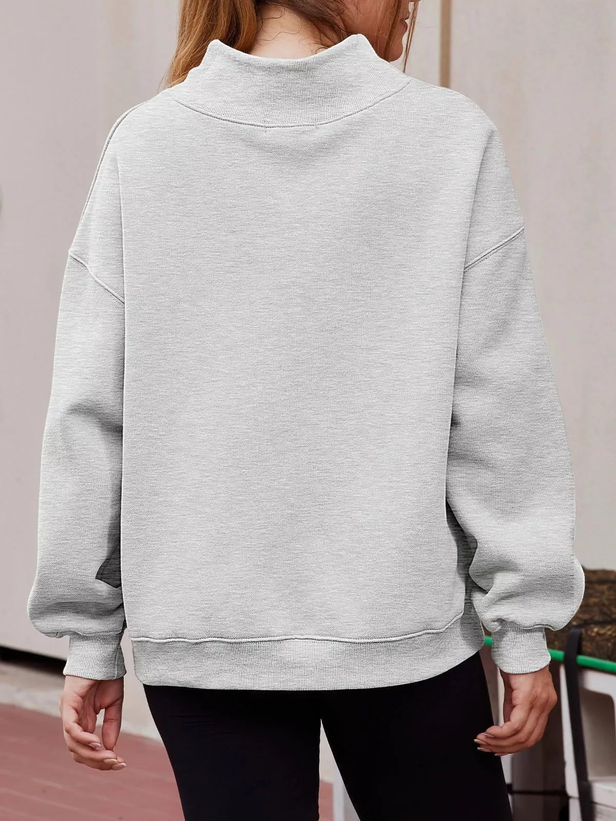 Mock Neck Dropped Shoulder Sweatshirt