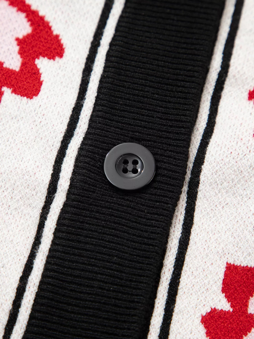 Floral Button Down Cardigan with Geometric Border