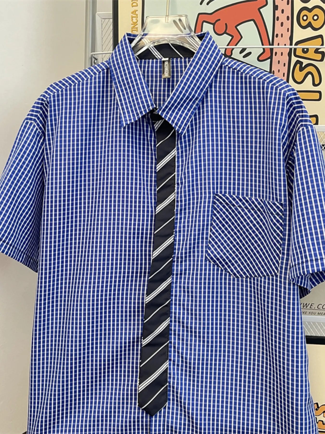 Men's Plus Size Plaid Button Up Short Sleeve Shirt