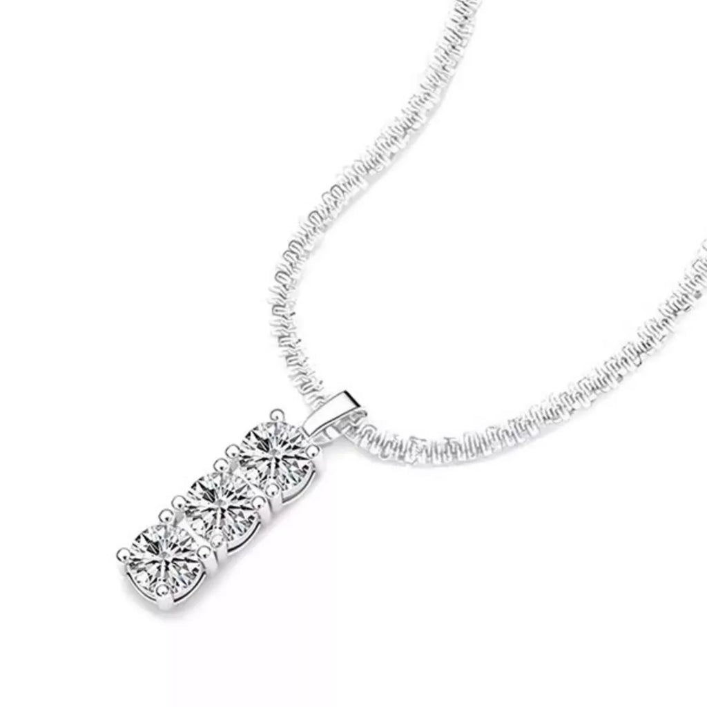 Moissanite 925 Sterling Silver Bar Necklace