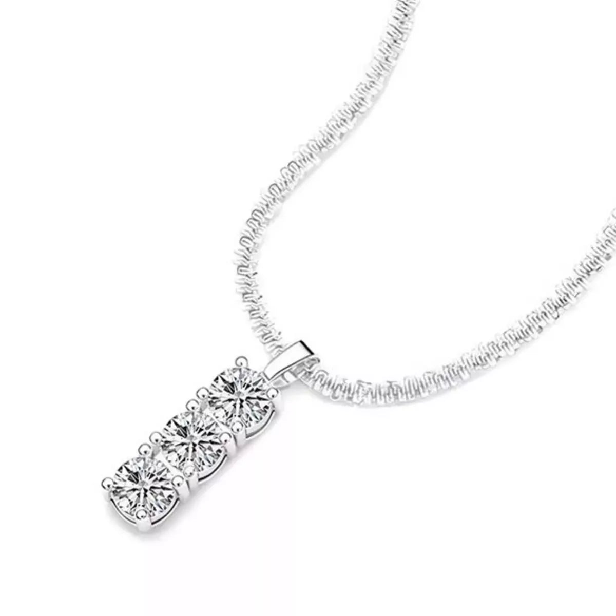 Moissanite 925 Sterling Silver Bar Necklace