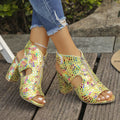 Open Toe Block Heels Sandals