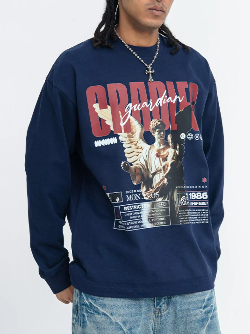 Men's Guardian Angel Graphic Long Sleeve T-Shirt