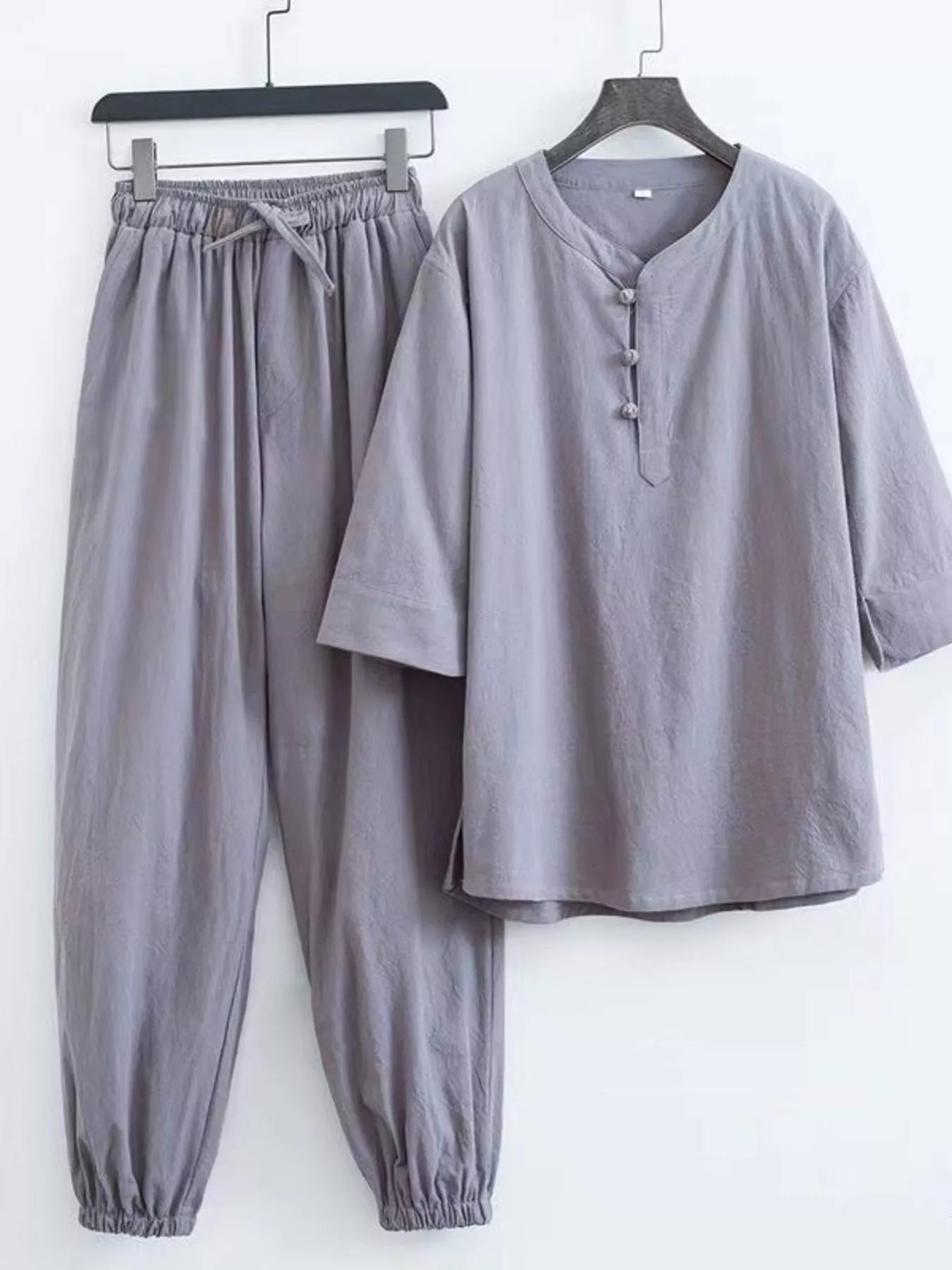 Men's Plus Size Chinese Style Top and Pants Set
