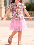 Children's Floral Top and Tulle Skirt Set