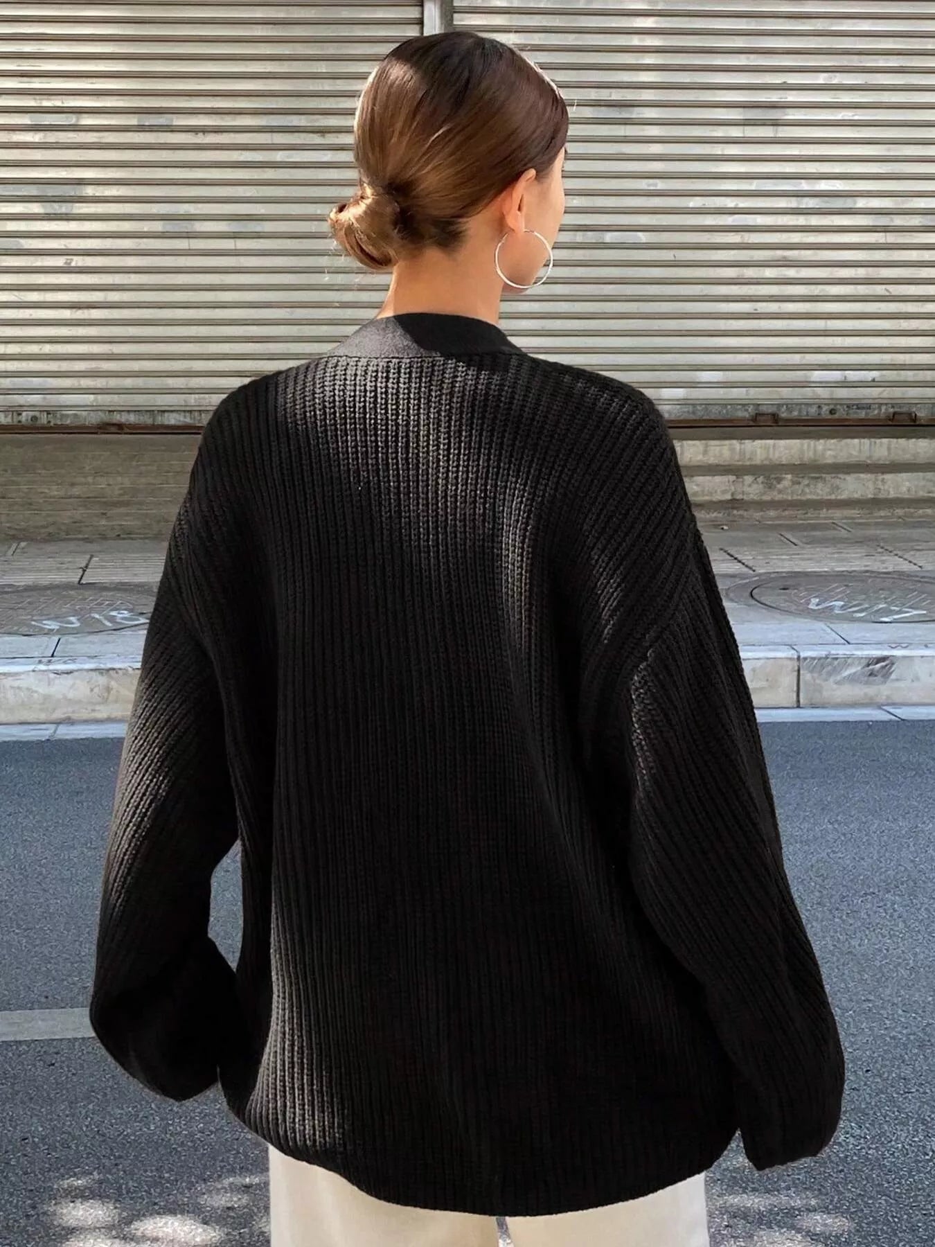Oversized Knit Button-Down Cardigan