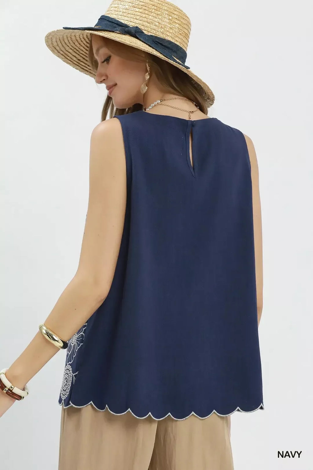 Umgee Floral Embroidered Sleeveless Top