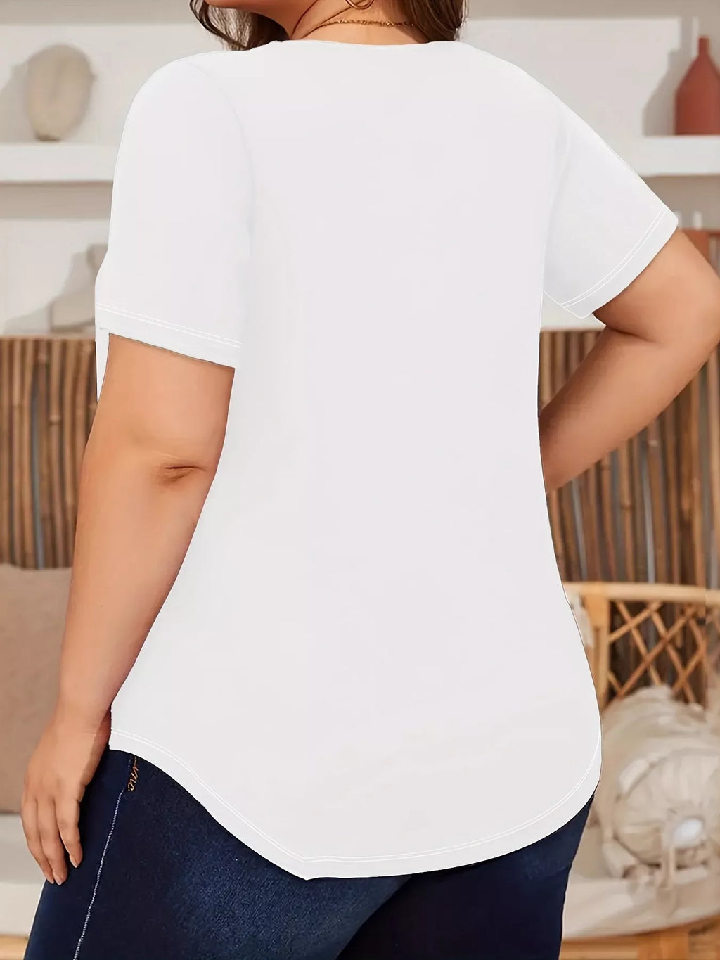 Plus Size Lace Detail Short Sleeve Top