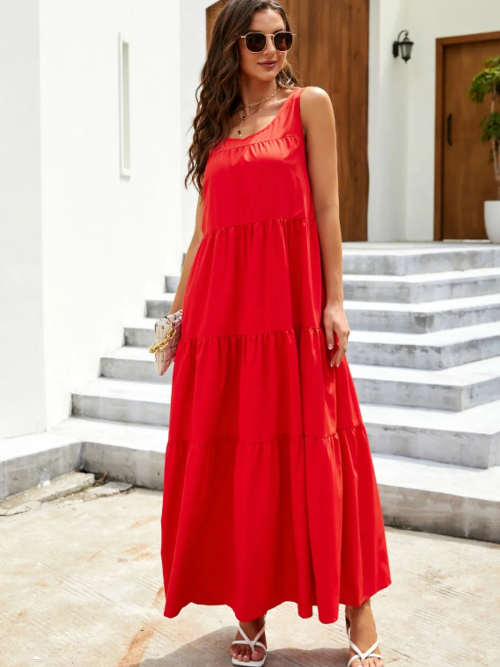 Sleeveless Tiered Maxi Tank Dress