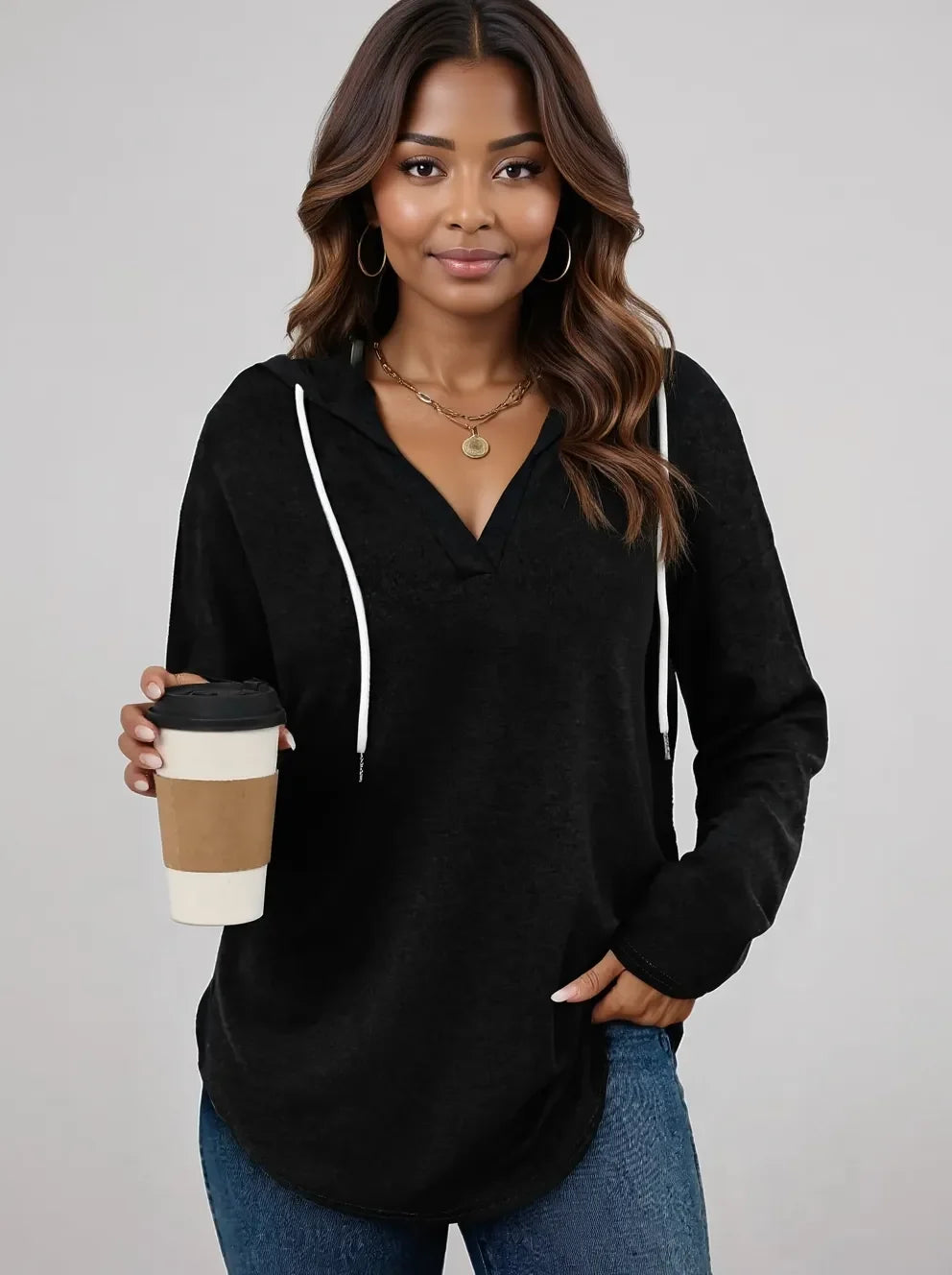 Full Size Drawstring Long Sleeve Hoodie Plus Size